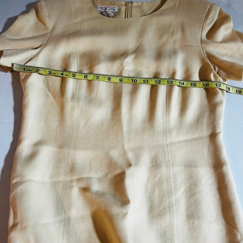 Vintage Talbots Linen Blend Short Sleeve Sheath Dress Size 6 Light Yellow - Picture 4 of 6
